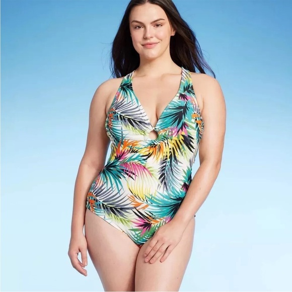Shade & Shore Tropical Print Women's one piece Swimsuit Sz XS nwt 013 - Picture 3 of 3